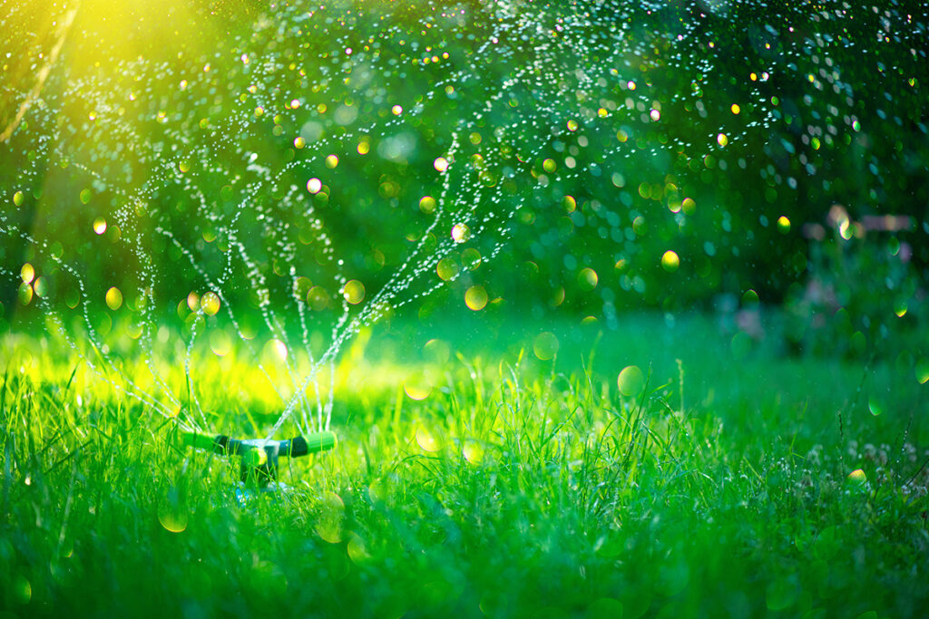 Irrigation Sprinkler in Use
